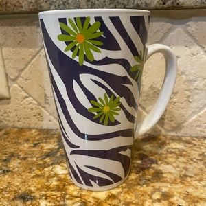 Zebra Print Tall Mug with Green Flowers